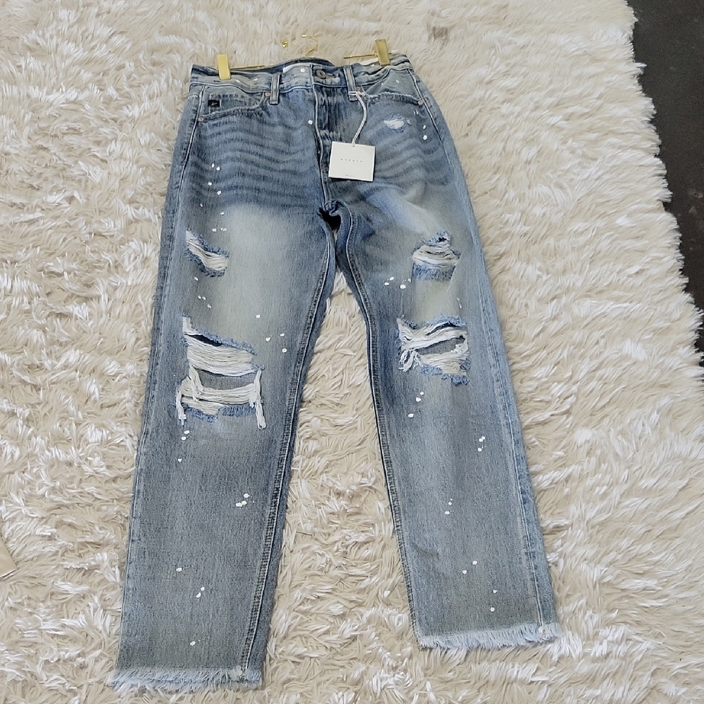 KanCan Blue Boyfriend Jeans Distressed Vintage Look
